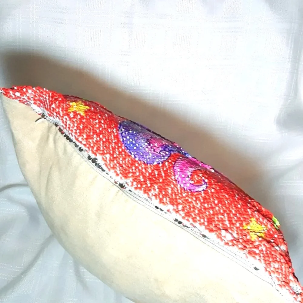 Unicorn Pillow Case Colorful Silver Rainbow Sequins w/ Zipper Kids Home Bedding